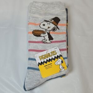 Peanuts Socks with Snoopy and Stripes 2 Pair